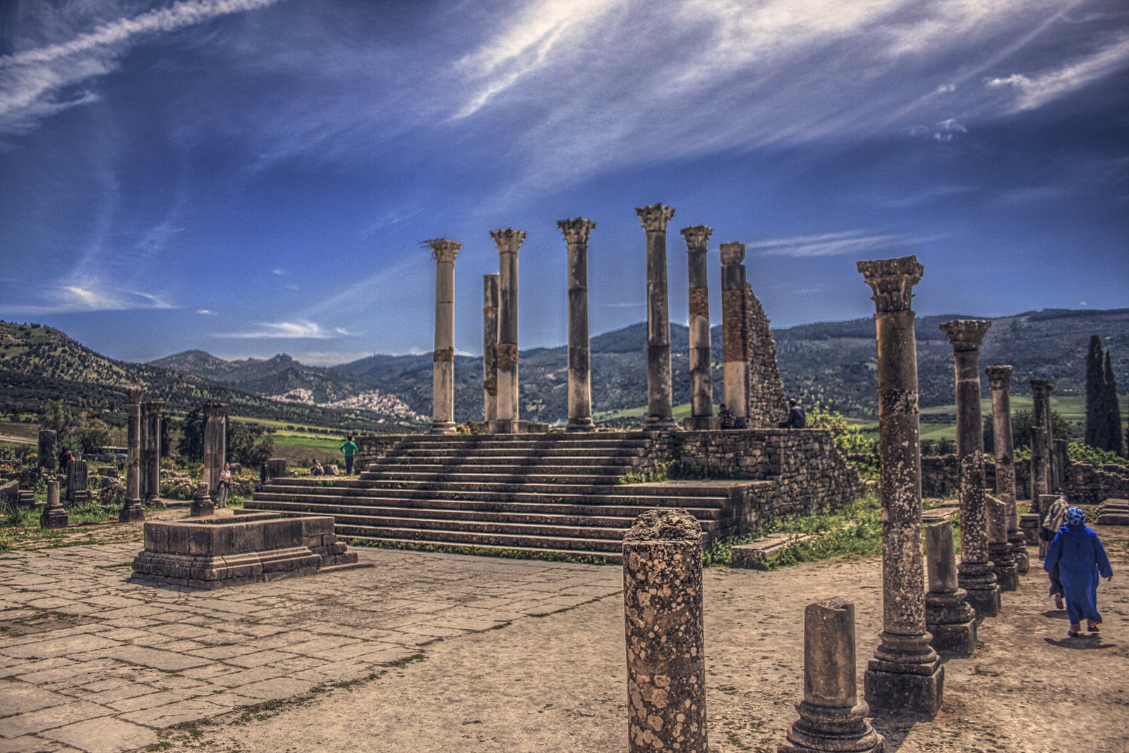 Columns of the basilica at the Roman site of Volubilis