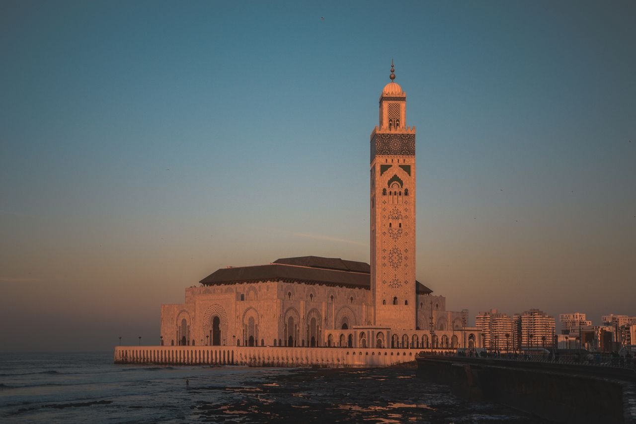 Hassan II Mosque in Casablanca at sunset