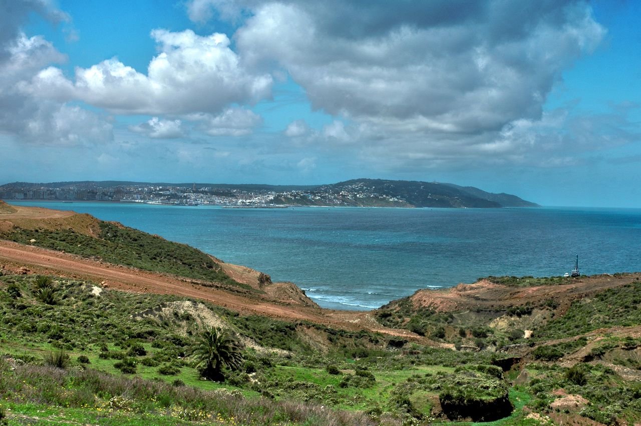 Green coast and blue sea at Tangier