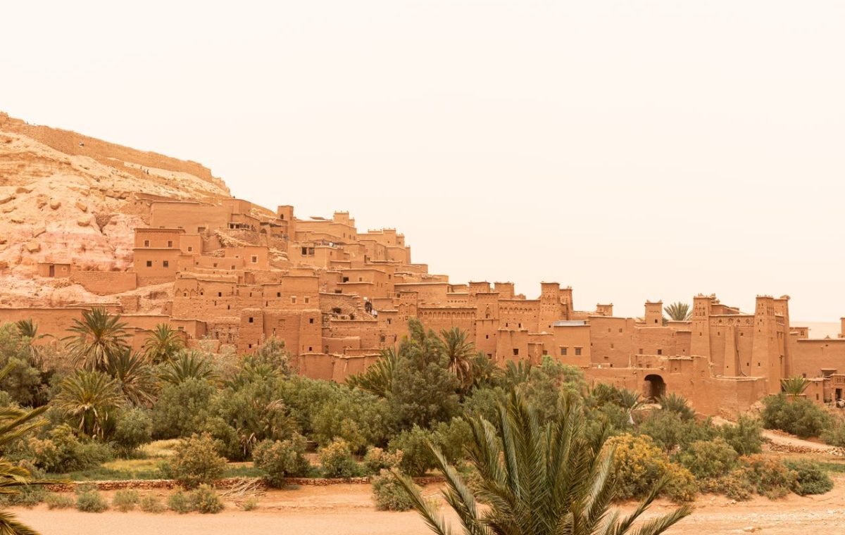 Kasbahs of Ait Ben Haddou in the desert valley, on a Marrakech and Sahara tour