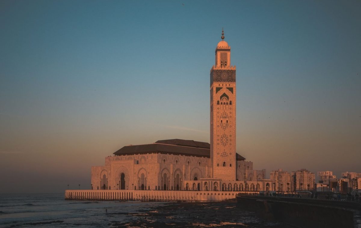 Hassan II Mosque in Casablanca at sunset
