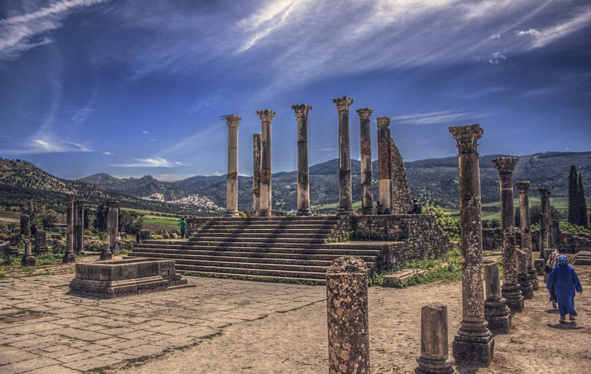 Columns of the basilica at the Roman site of Volubilis